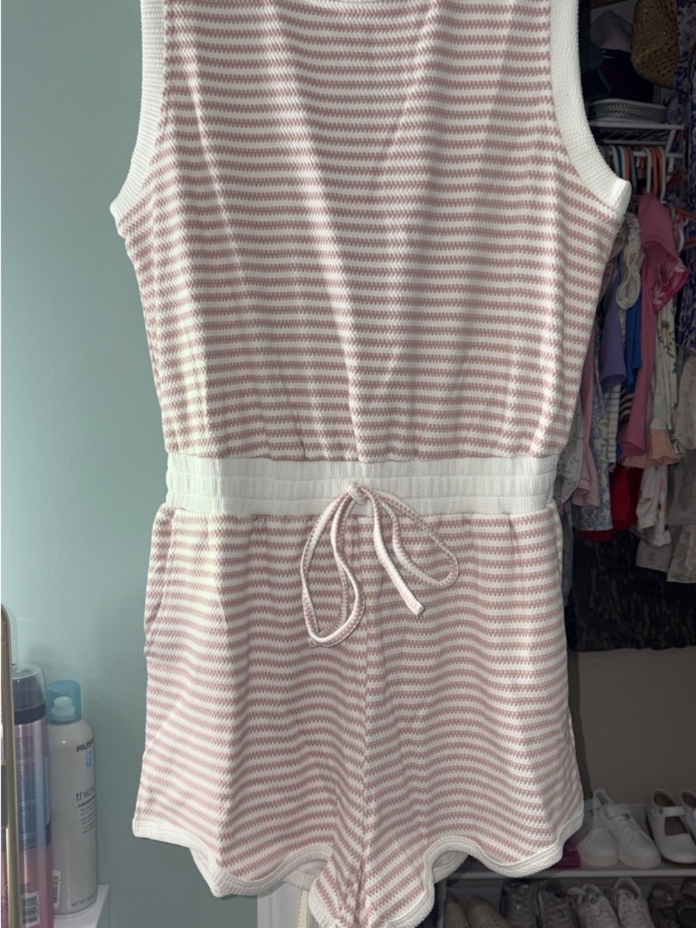UMGEE Striped Pink and White Knit Romper